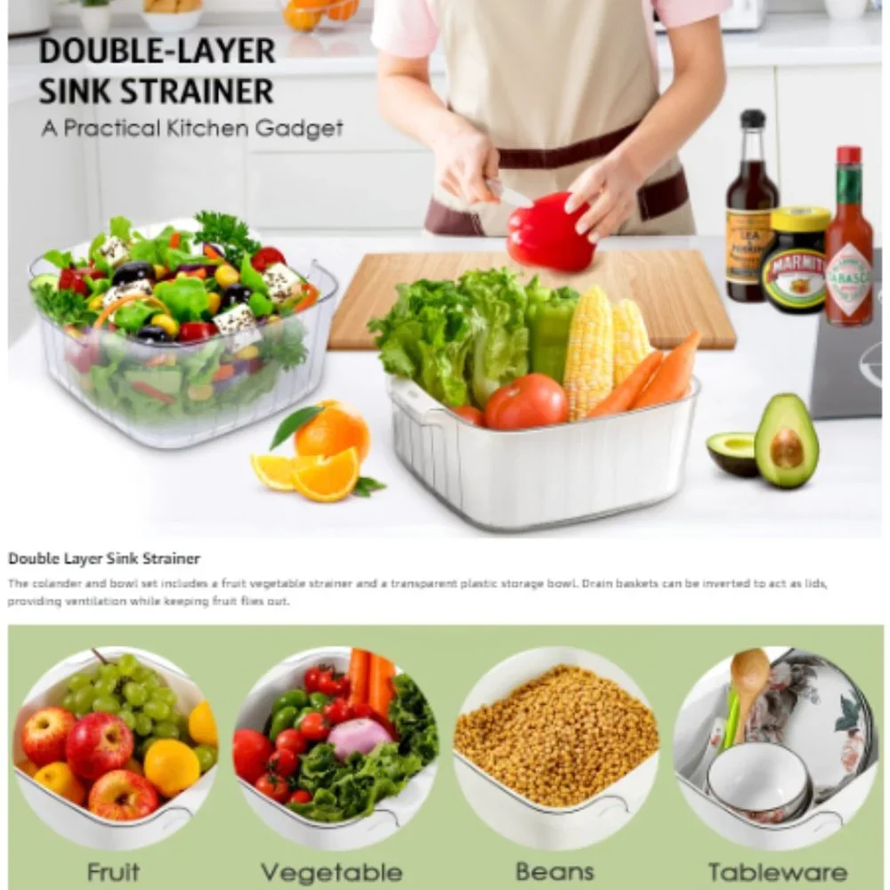 3 pk / 3 Sizes - Combo 2-in-1 Kitchen Gadget Colander/Bowl Set